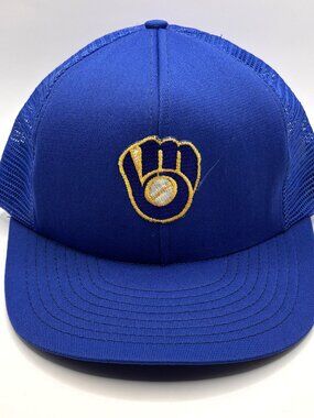 Vintage 1980s/90s Milwaukee Brewers Hat Cap Trucker Mesh Back Snapback USA Made